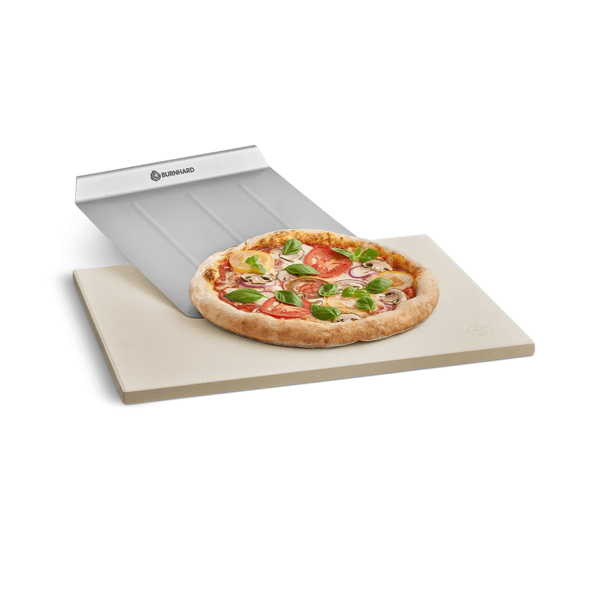 Burnhard Pizzastein mit Pizzaschaufel| 38 x 30 x 1, 5 cm, Grillzubehör