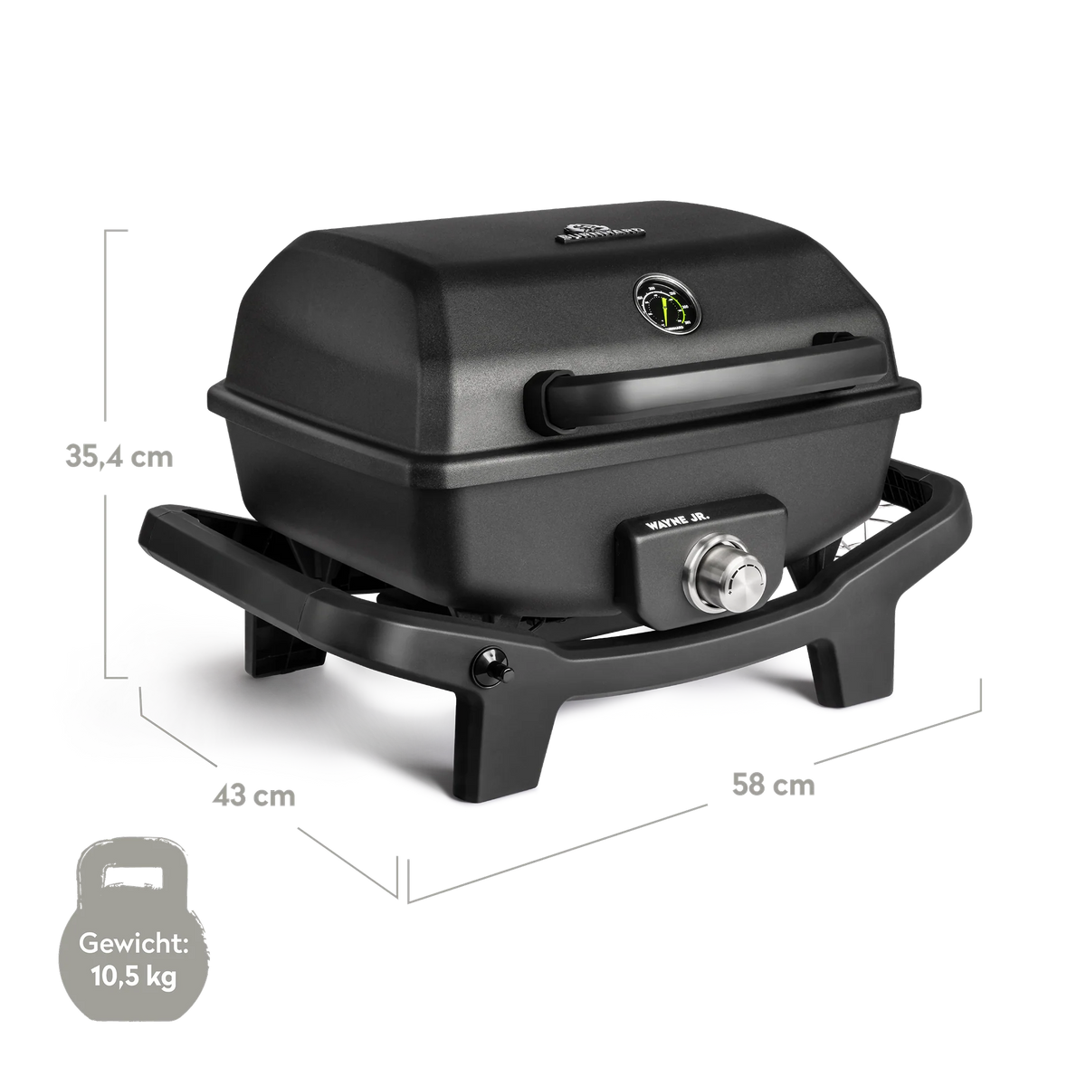 Burnhard WAYNE Jr. Balkongrill 1-Brenner inkl. Gasflaschen Adapter, Detailansicht 1