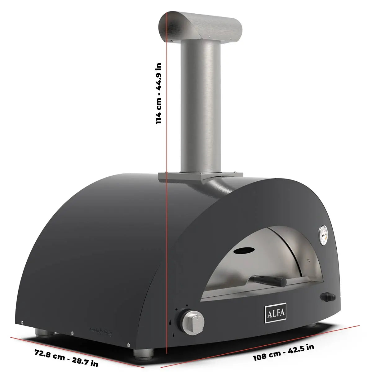 Alfa Forni Moderno 3 Pizze, Gas/ Hybrid, Grau, Pizzaofen, Detailansicht 2