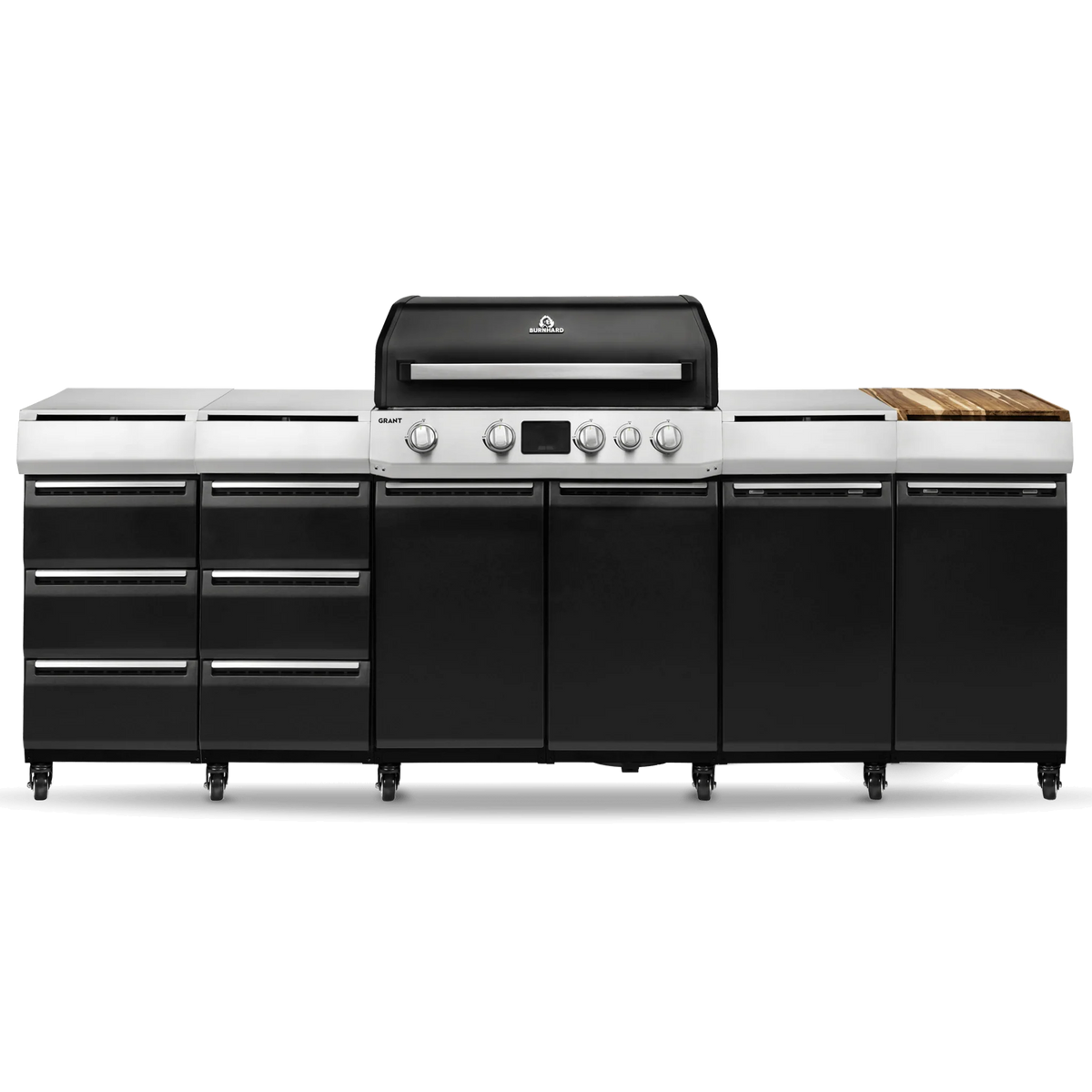 Burnhard GRANT Station - Modularer Gasgrill 4-Brenner mit Türen und Gusseisenrost, Außenküche