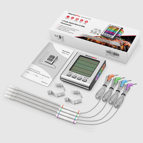 Packungsinhalt ThermoPro TP17H Kernthermometer, 4 Messfühler