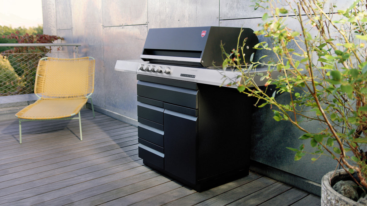 Otto Wilde G32" Connected mit Seitenablagen, 3 Schubladen + 1 Tür (NEUES MODELL), Grillrost aus, Detailansicht 2