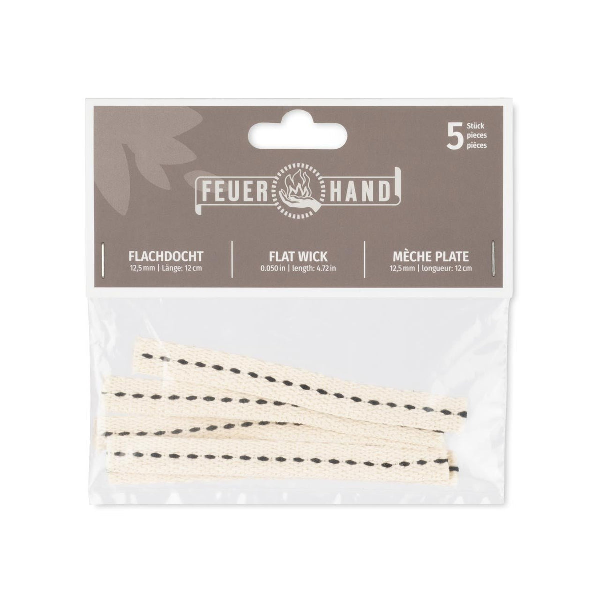 Feuerhand Flachdocht 12, 5 mm x 12 cm für Baby Special 276, 5er-Pack, Laternen & Zubehör