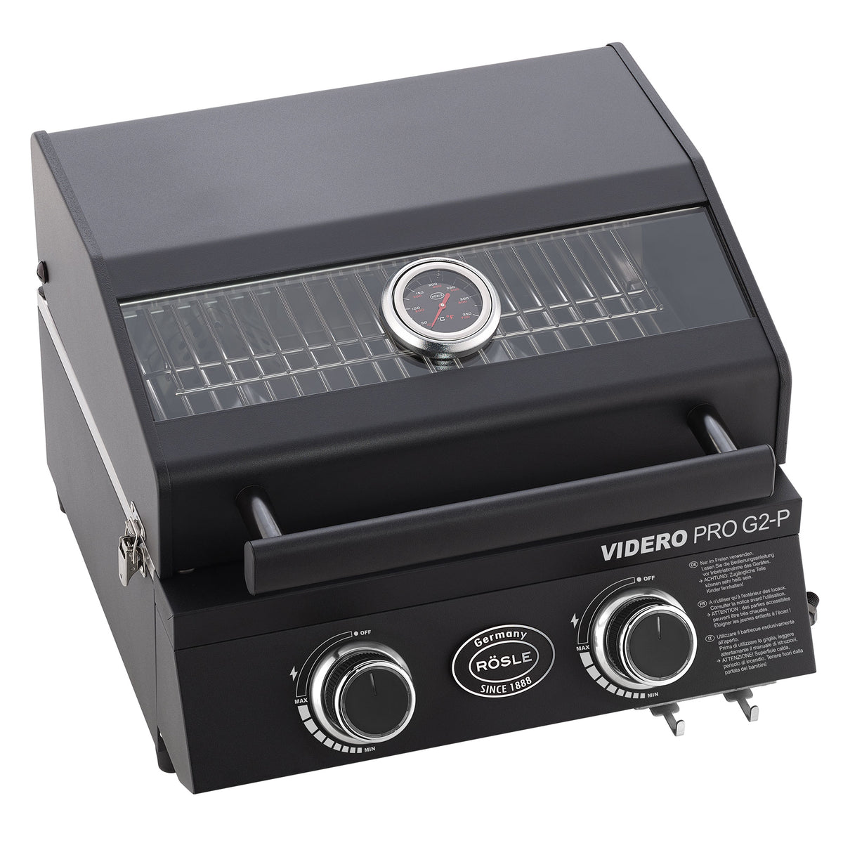 Rösle Videro Pro G2-P 50mbar inkl. Gussplatte, Grillrost aus Gusseisen, für 1 - 3 Personen, Detailansicht 3