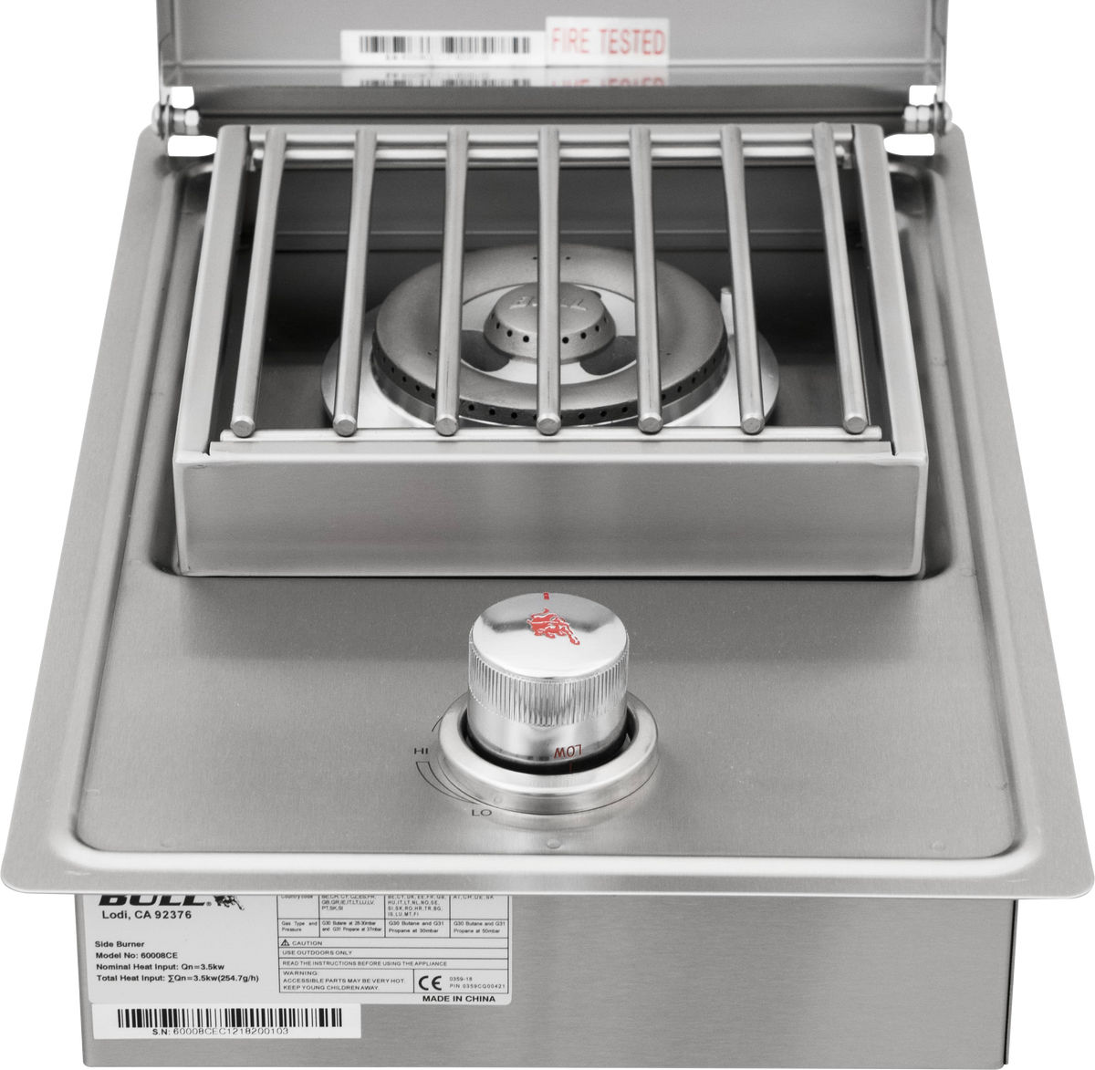 Bull Seitenbrenner Single Built-In, Grillrost aus Edelstahl