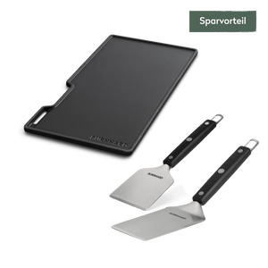 Burnhard Grillplatten Set mit Grillspachtel und Grillschaber FRED, Grillzubehör