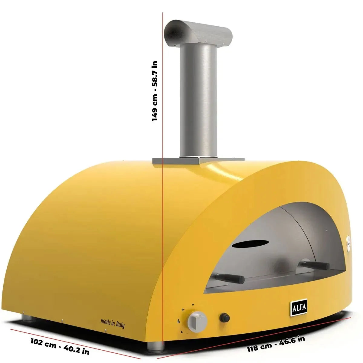 Alfa Forni Moderno 5 Pizze, Gas/ Hybrid, Gelb, Pizzaofen, Detailansicht 1