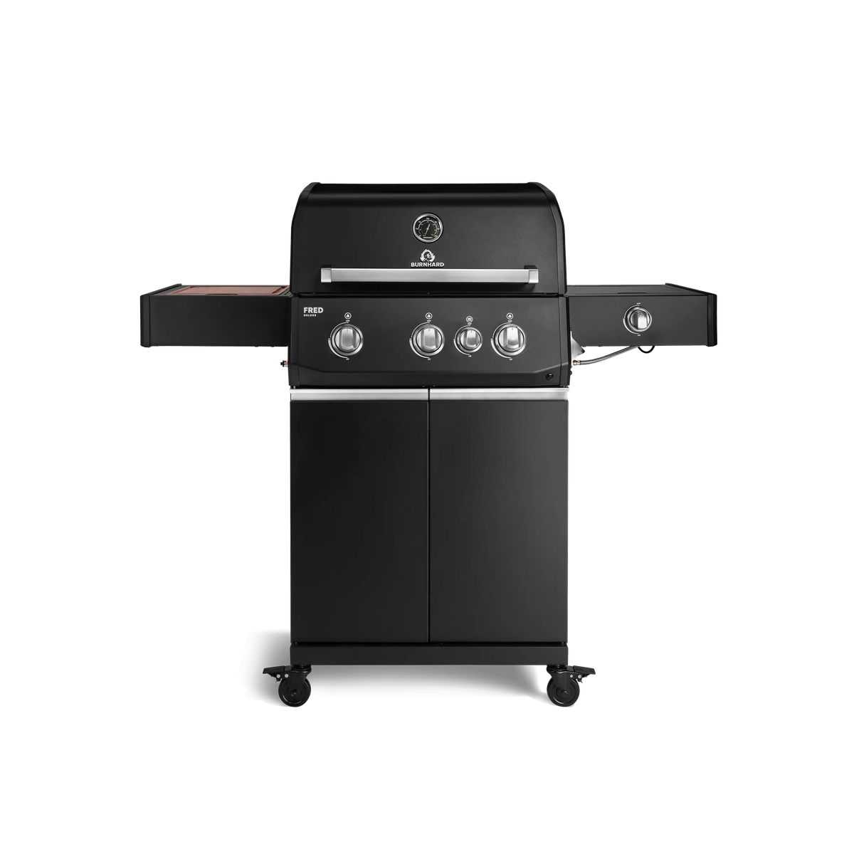 Burnhard FRED Deluxe Gasgrill 3-Brenner Black Edition mit Gusseisenrost Series 4, Grills