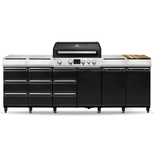 Burnhard GRANT Station - Modularer Gasgrill 4-Brenner mit Schubladen und Gusseisenrost, Außenküche