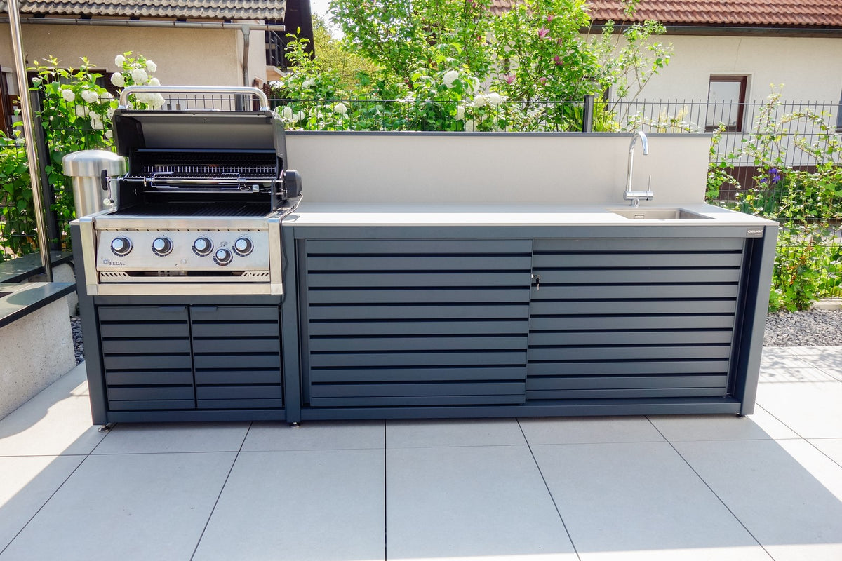 Dukin Outdoorküche Küchenrückwand für die CookOUT® 212+ LED- Ambientebeleuchtung, Außenküche, Detailansicht 1