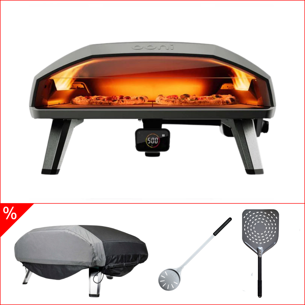 Ooni Koda Max Bundle mit Abdeckhaube Wender und Pizzaschaufel