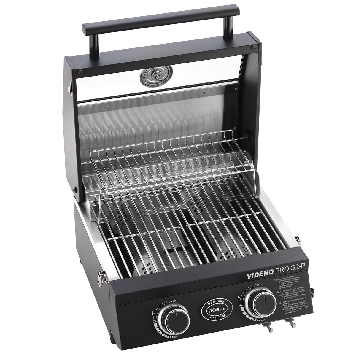 Rösle Videro Pro G2-P 50mbar inkl. Gussplatte, Grillrost aus Gusseisen, für 1 - 3 Personen, Detailansicht 1